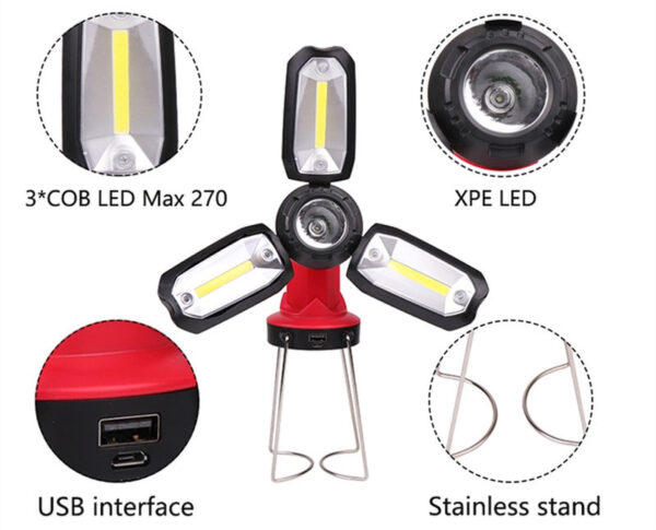Lampe LED Pliable 2‑en‑1 — Rechargeable & Powerbank