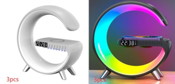 Lampe G Connectée 3‑en‑1 — LED, Chargeur 15W & Enceinte Bluetooth