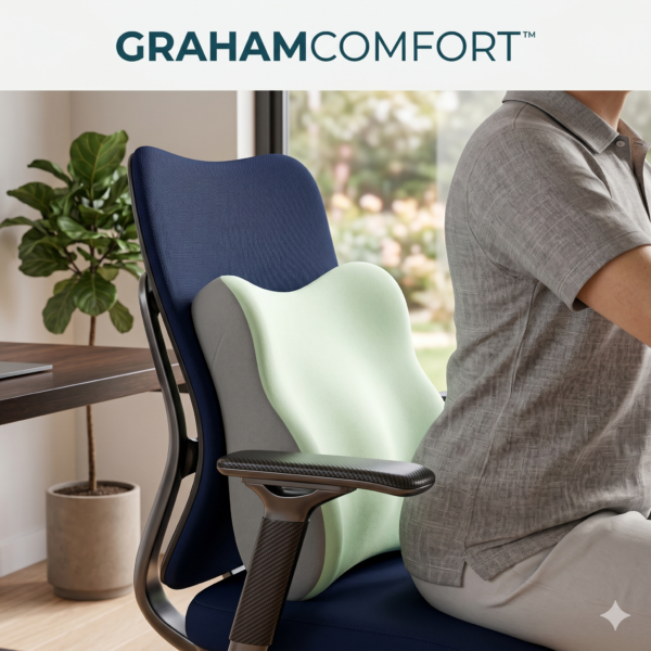 Coussin de siège de voiture à mémoire de forme et oreiller de soutien lombaire – Coussin élastique souple pour chaise de bureau, idéal pour le travail sur bureau.